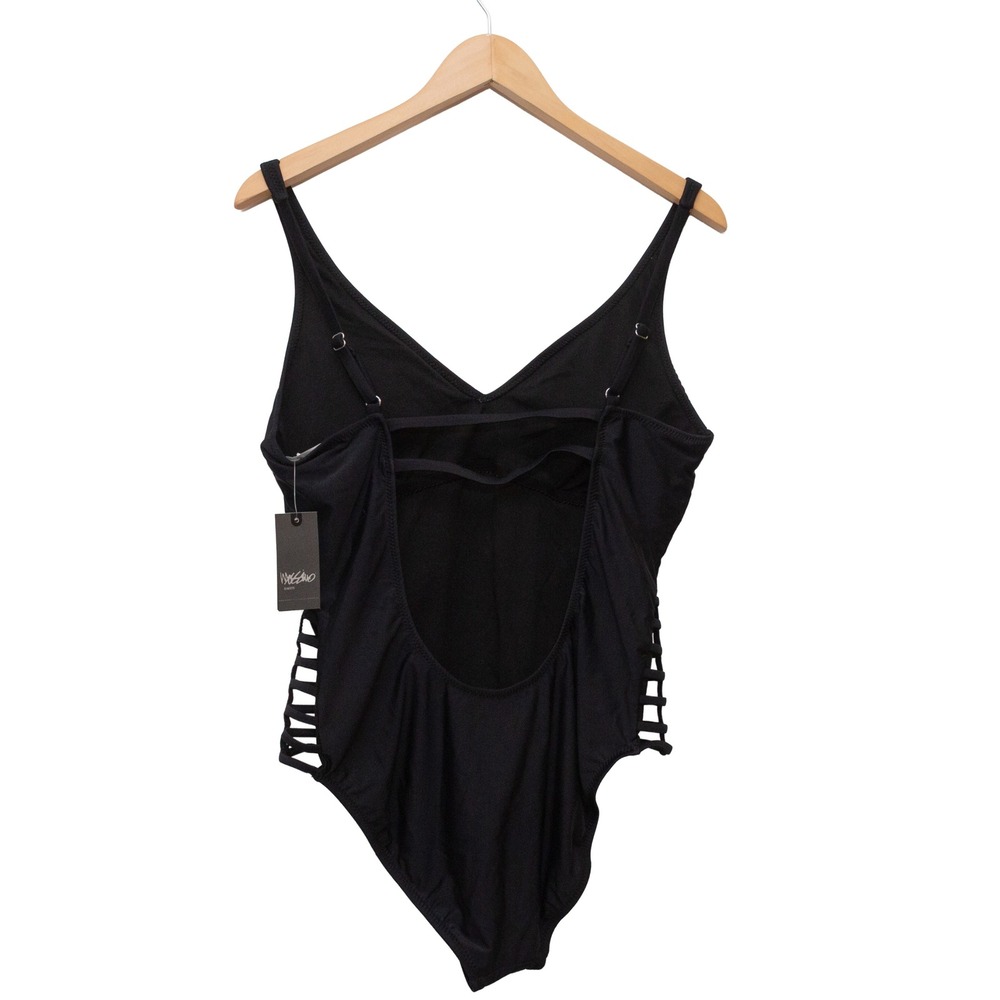 Mossimo One Piece Swimsuit Women XL Black NEW Strappy Side Lattice V-Neck M06794 - Picture 2 of 9